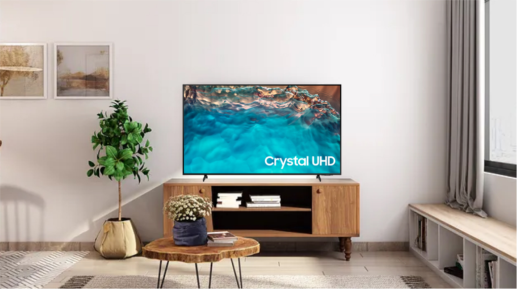 Setup phòng khách dành cho người thích Samsung với tivi Samsung giá rẻ